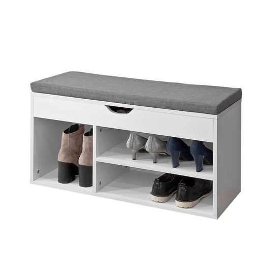 SoBuy FSR45-HG Padded Shoe Bench with Lift-Up Top, Storage Bench with Shelves, Shoe Rack