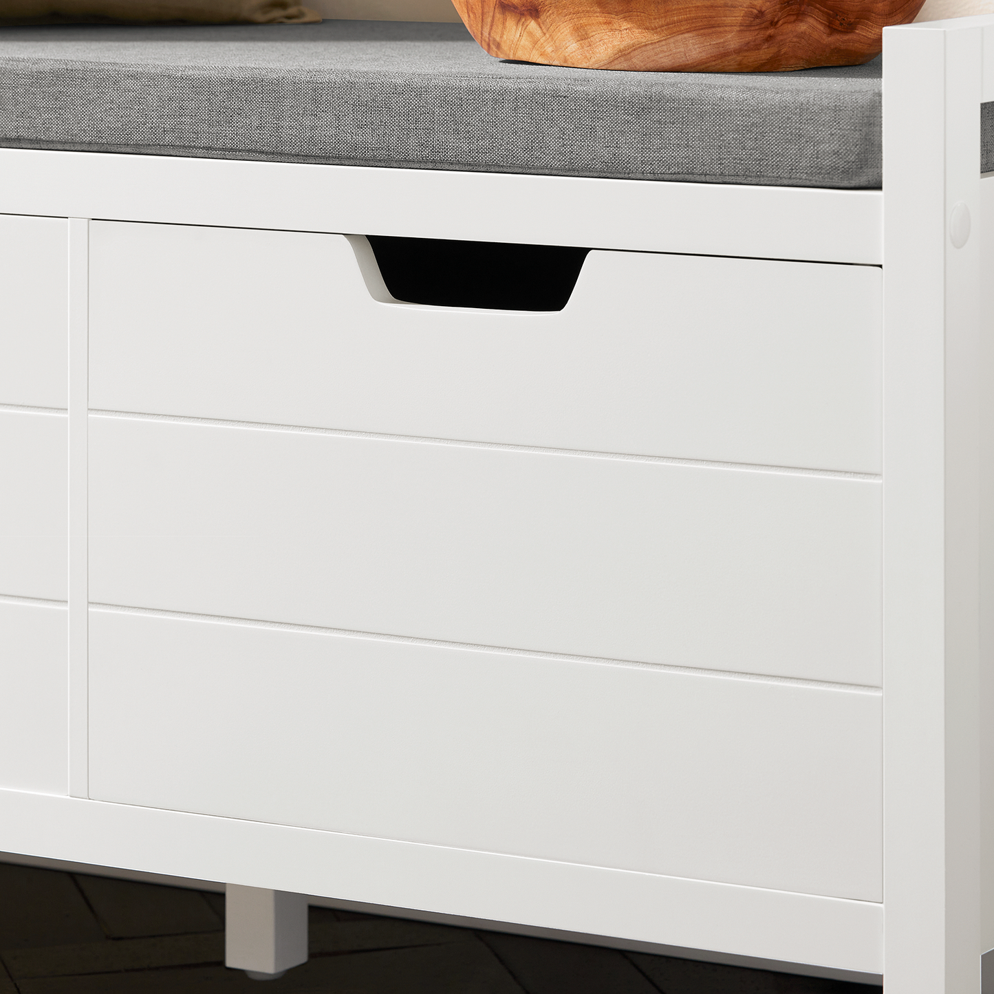 SoBuy FSR63-W, White Shoe Bench Shoe Rack Shoe Cabinet Hallway Storage Bench with Seat Cushion