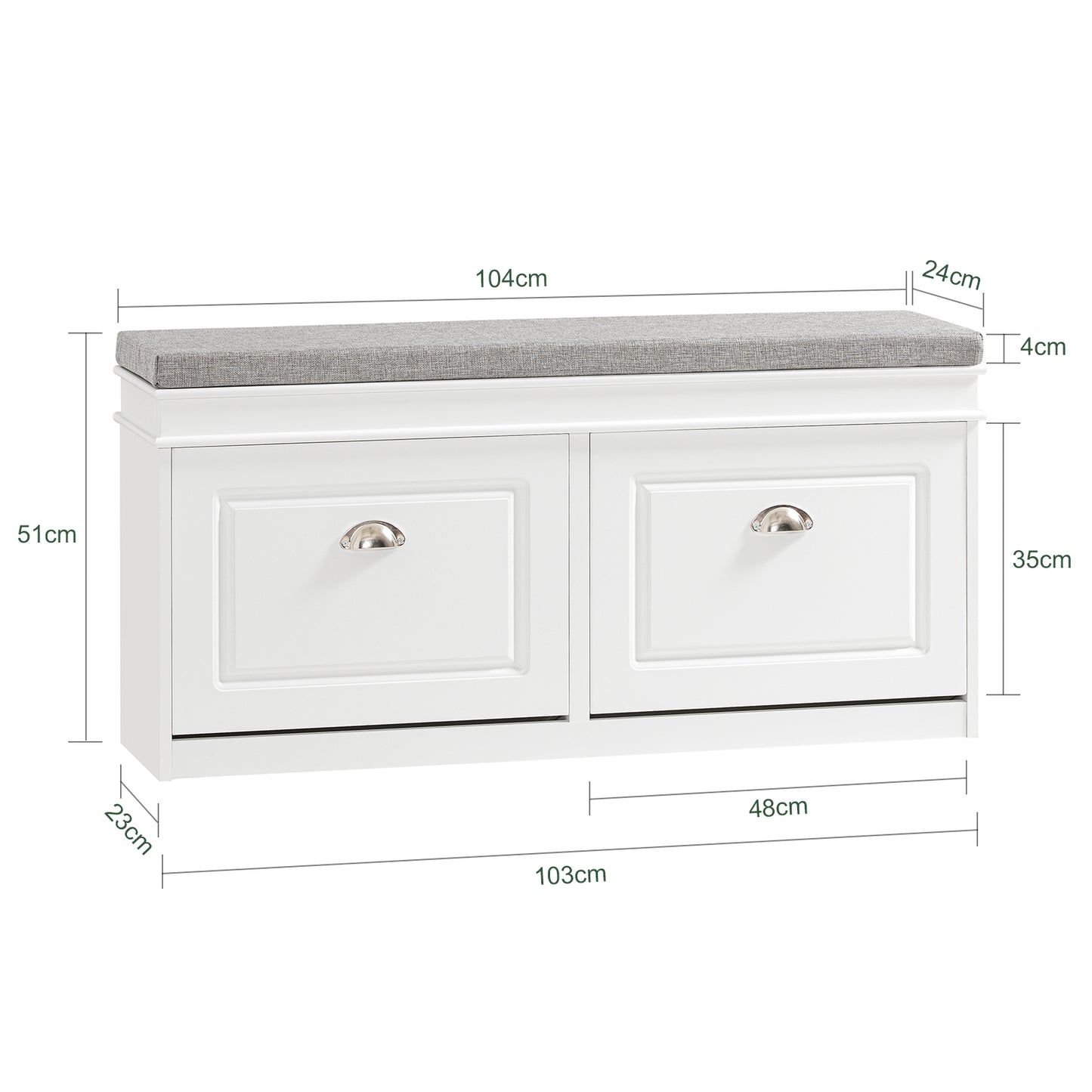 SoBuy Hallway Shoe Bench Shoe Rack Shoe Cabinet with Flip-drawer and Seat Cushion, White