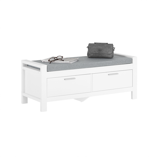 SoBuy FSR74-W,Hallway Storage Bench with Two Drawers and Padded Seat Cushion