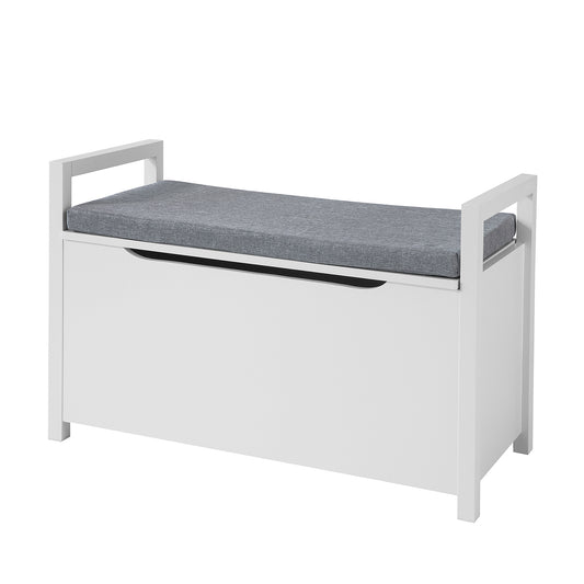 SoBuy FSR76-W, Storage Bench with Lift Up Top and Padded Seat Cushion, Toy Box Bench with Storage Chest