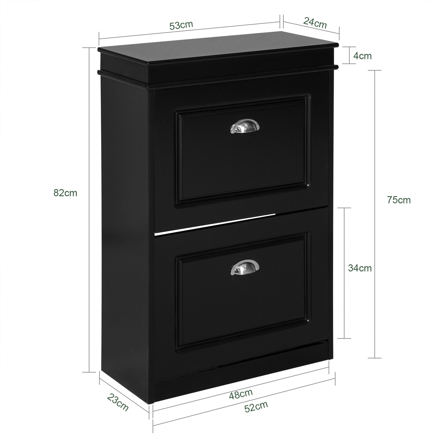 SoBuy FSR78-SCH Shoe Cabinet with 2 Tilt-Out Drawers Shoe Rack Shoe Storage Cupboard Organizer Unit Black