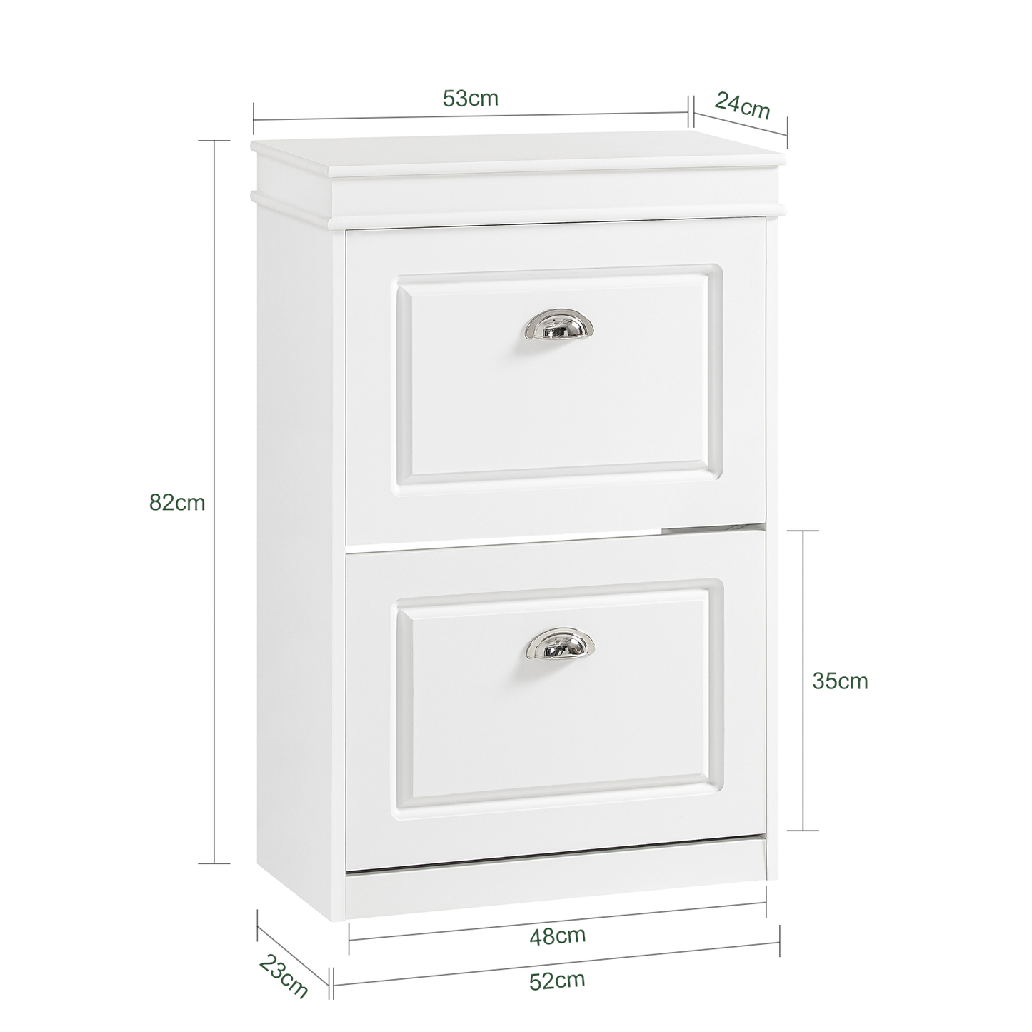 SoBuy FSR78-W Shoe Cabinet with 2 Tilt-Out Drawers Shoe Rack Shoe Storage Cupboard Organizer Unit White