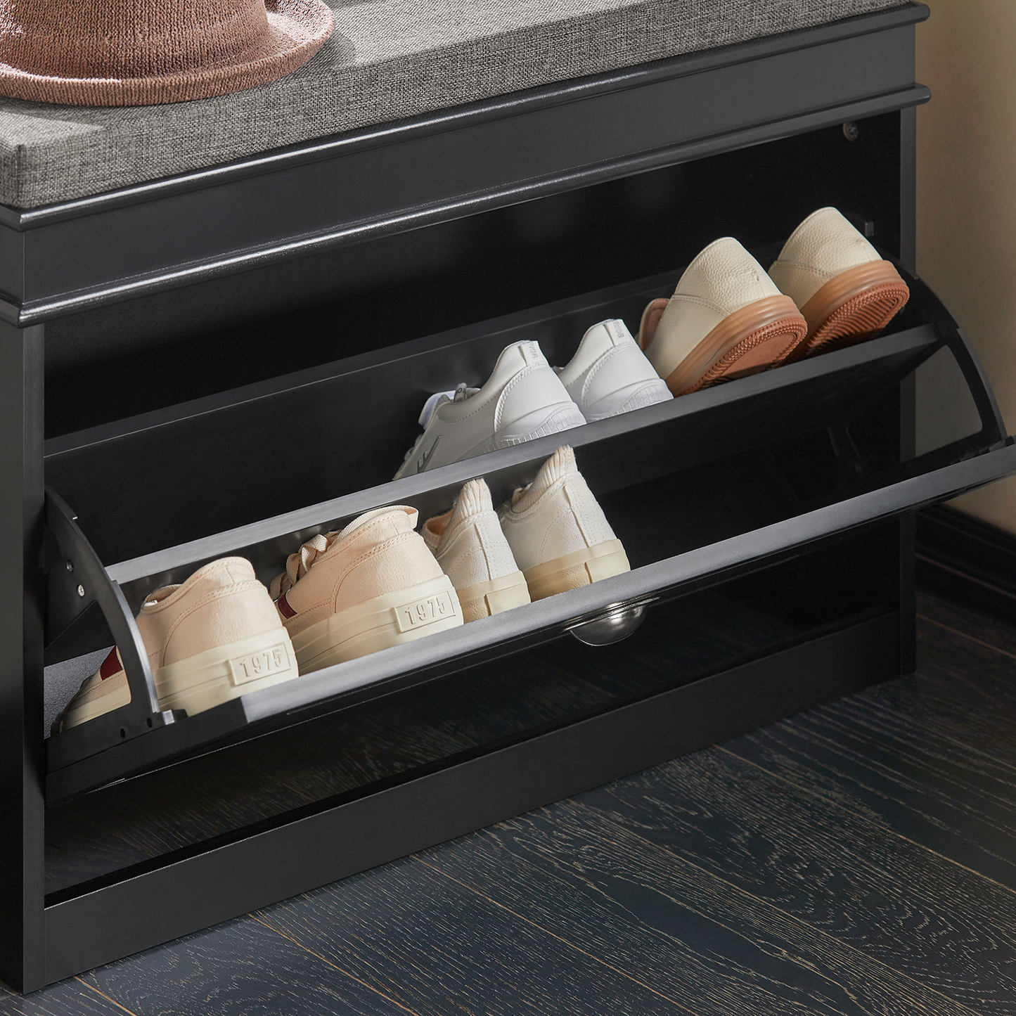 SoBuy Hallway Shoe Bench Shoe Rack Shoe Cabinet With Flip-Drawer And Seat Cushion