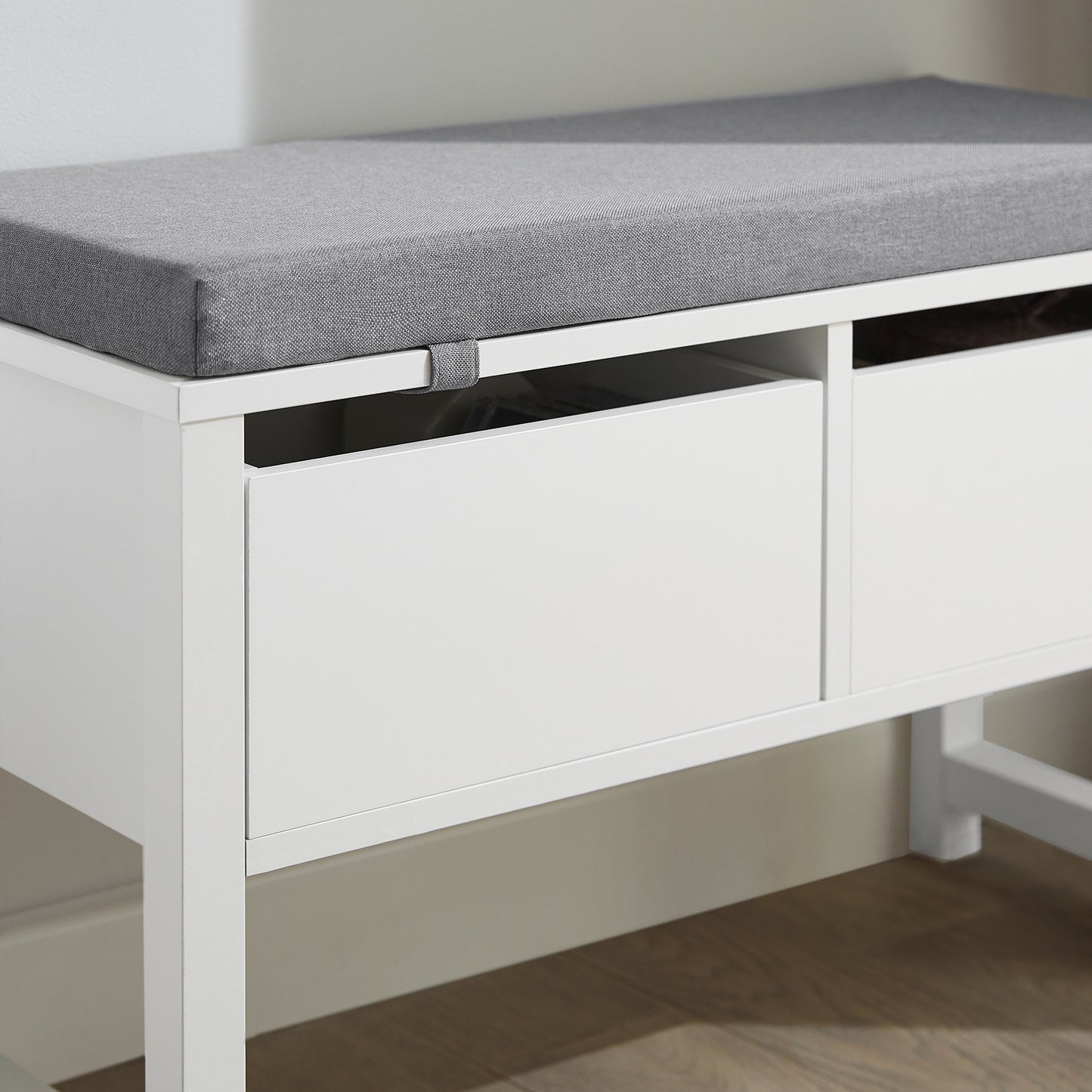 SoBuy FSR88-W, Hallway Bedroom Storage Bench Shoe Bench with Seat Cushion and 2 Drawers