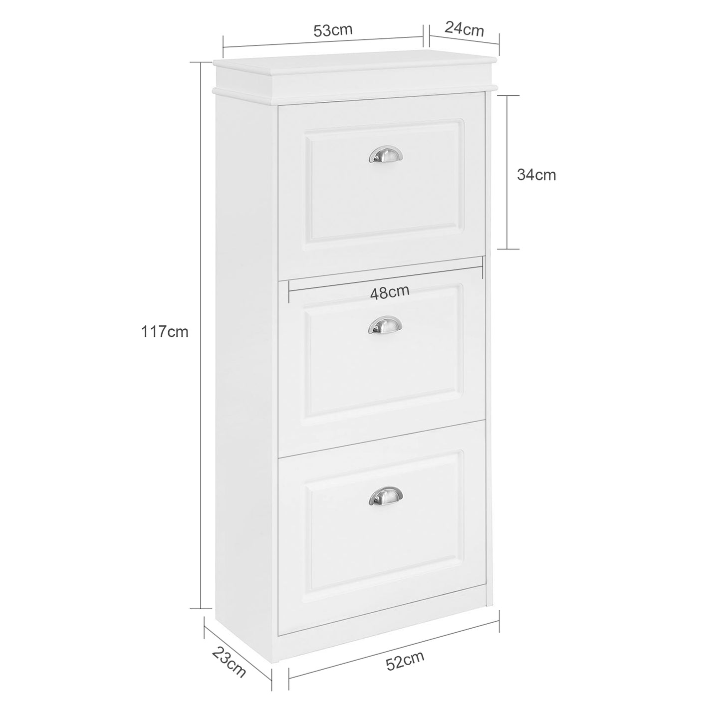 SoBuy FSR94-W, 3 Drawers Shoe Cabinet Shoe Rack Shoe Storage Cupboard Organizer Unit