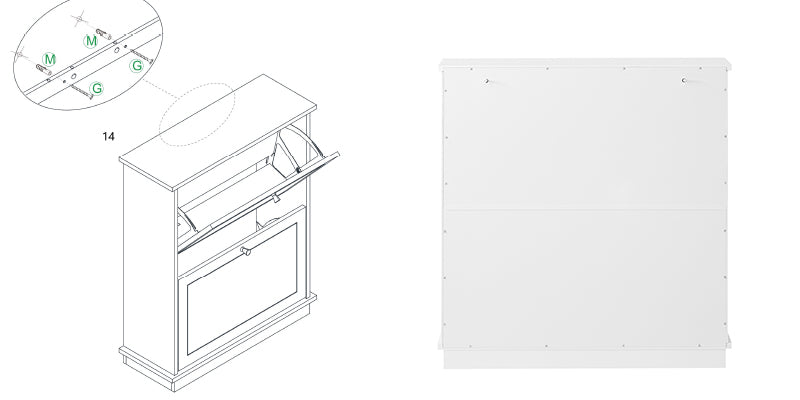 SoBuy FSR99-W, 2 Drawers Shoe Cabinet Shoe Rack Shoe Storage Cupboard Organizer Unit