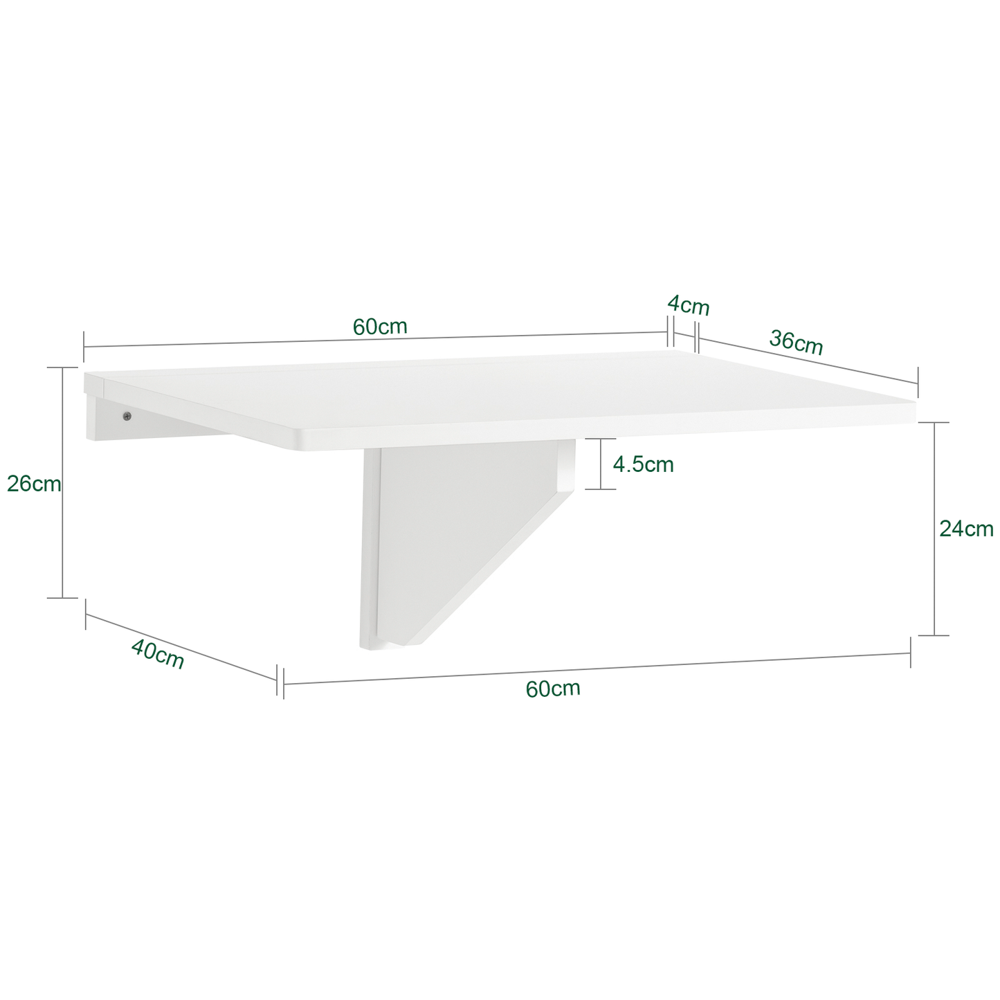 SoBuy FWT03-W Wall-Mounted Folding Table, Kitchen Table, Laptop Table, Dining Table, White