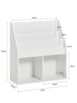 SoBuy KMB01-W Children's Shelving Unit with 3 Shelves and 2 Open Compartments Newspaper Rack Storage Shelf Bookcase for Children White 73x80x30 cm