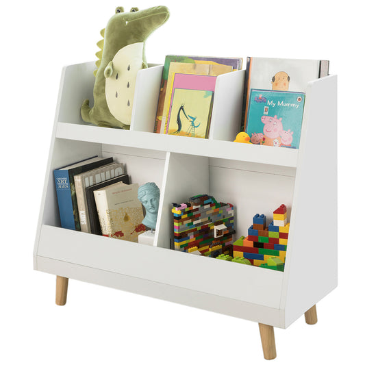 SoBuy KMB19-W Children's Shelving Unit with 5 Compartments Bookcase Storage Shelf for Children with Solid Wood Legs White W86 x H77 x D36 cm