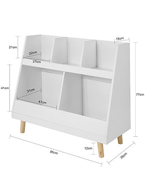 SoBuy KMB19-W Children's Shelving Unit with 5 Compartments Bookcase Storage Shelf for Children with Solid Wood Legs White W86 x H77 x D36 cm