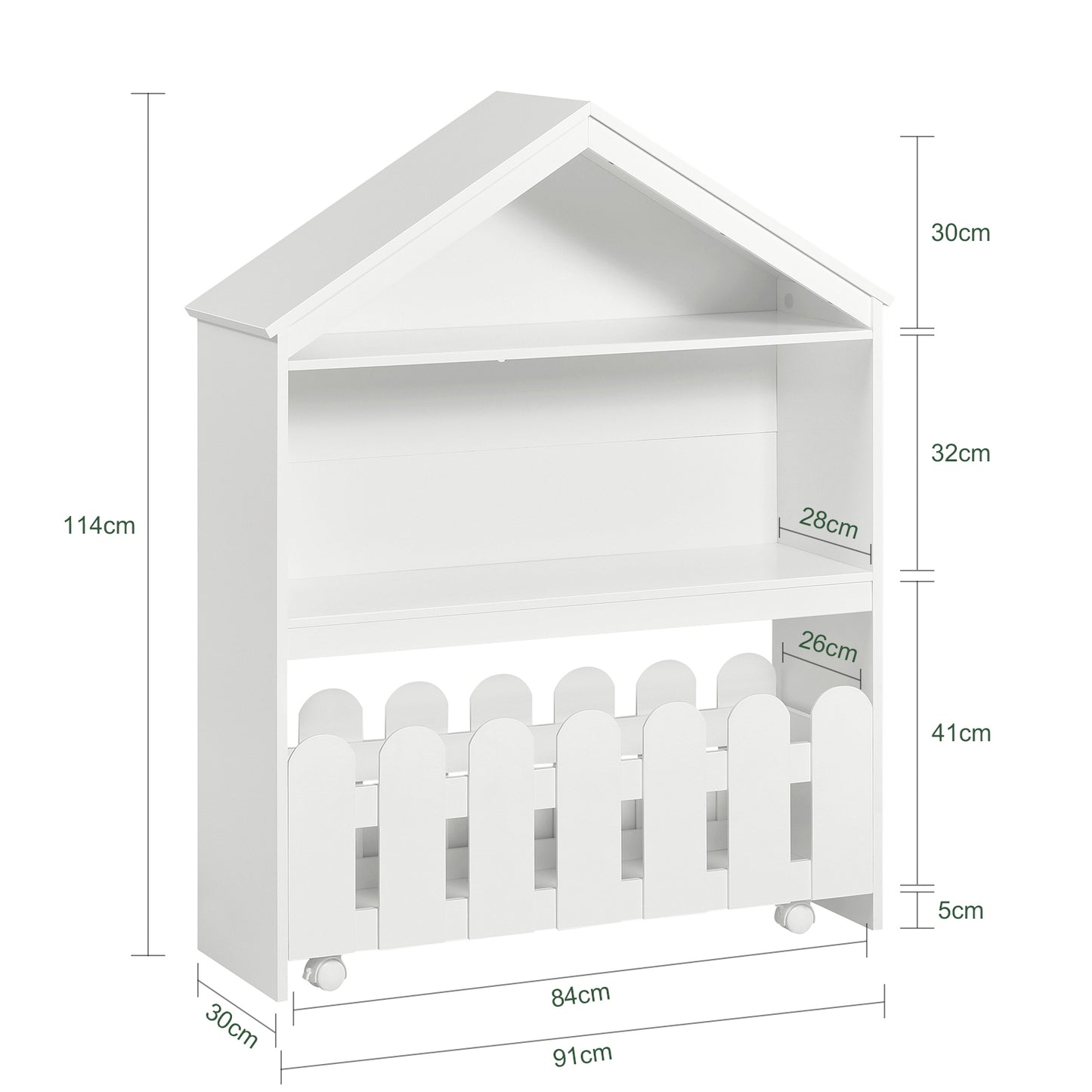 SoBuy KMB52-W, Children Kids Bookcase Book Shelf Storage Display Shelf with Mobile Toy Storage Chest