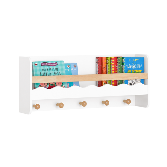 SoBuy Wall Mounted Storage Shelf Children Kids Book Shelf Toy Shelf Coat Rack