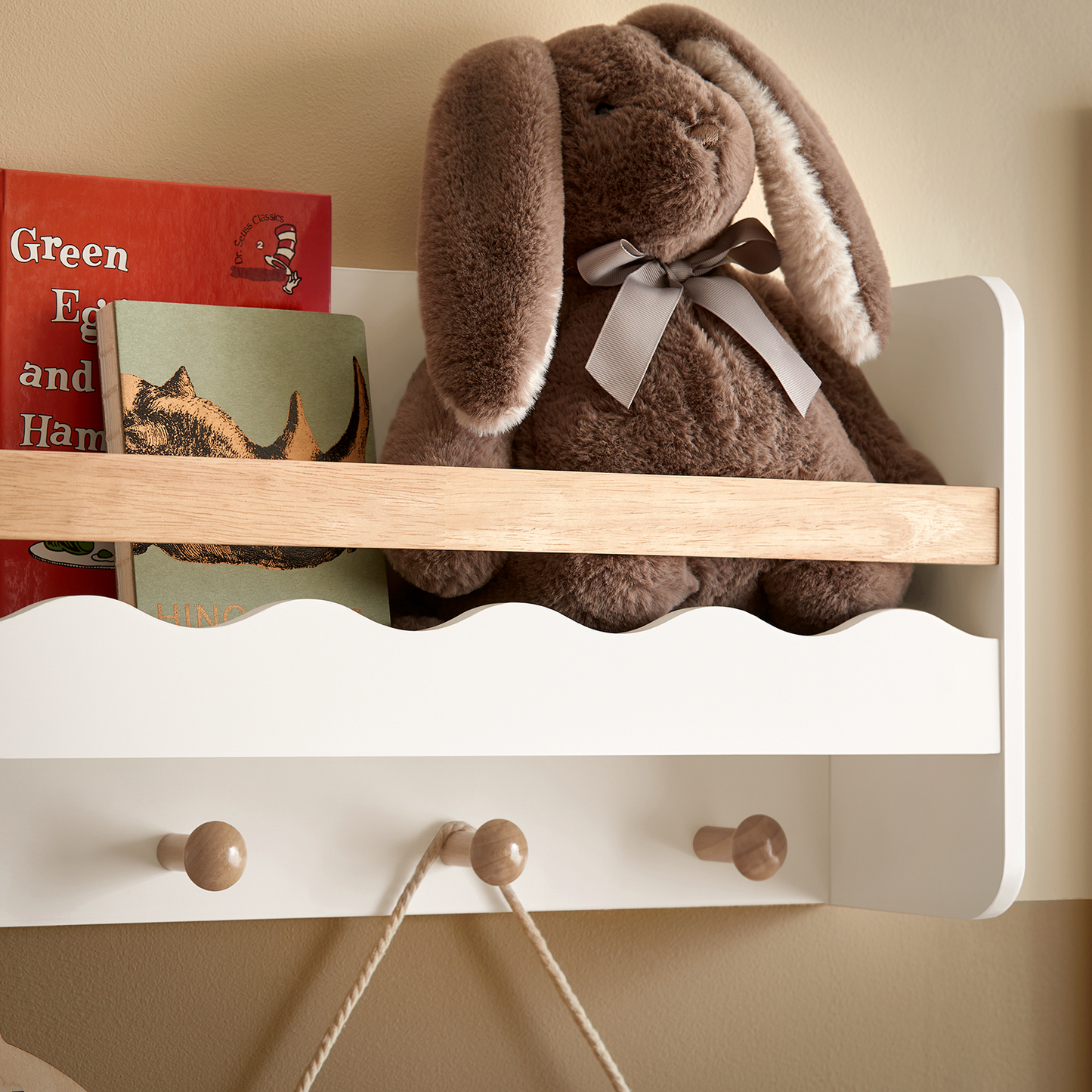 SoBuy Wall Mounted Storage Shelf Children Kids Book Shelf Toy Shelf Coat Rack