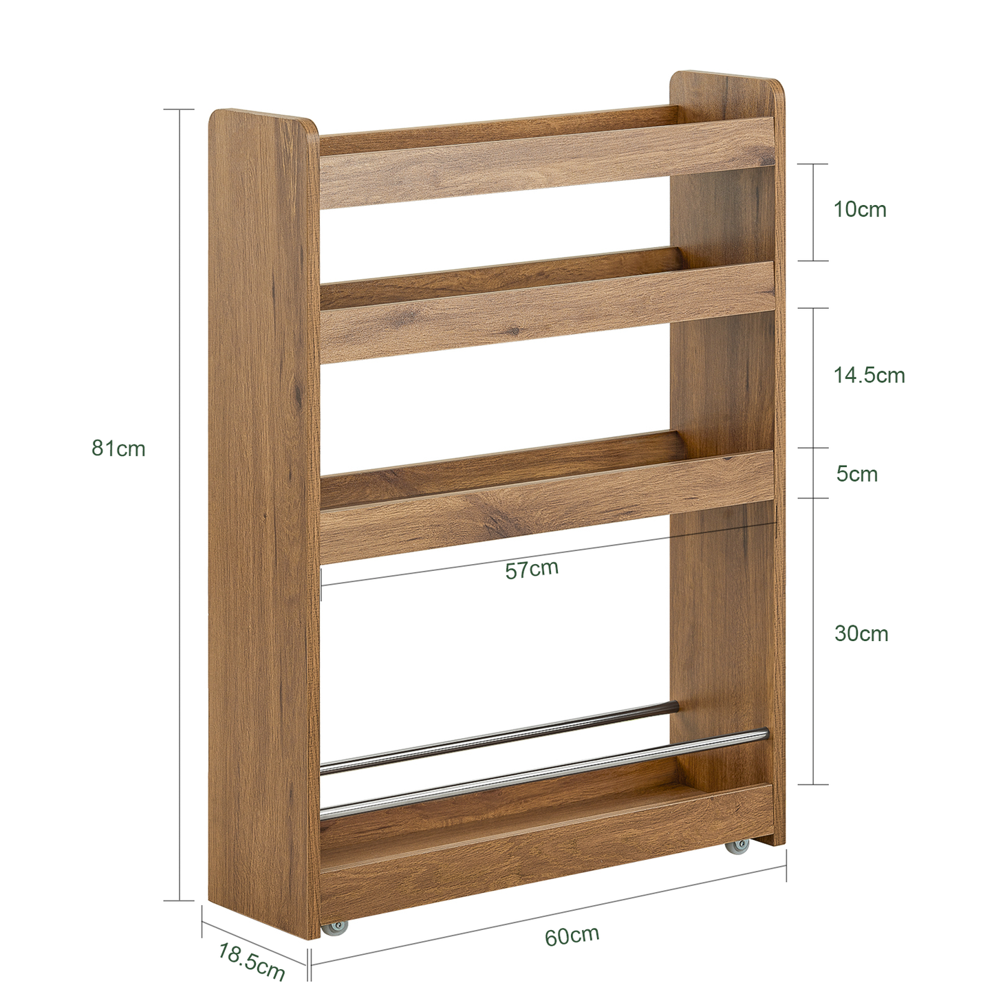 SoBuy NSR01-PF Mobile Shelving Unit, Slimline Shelving, Rolling Storage Shelf