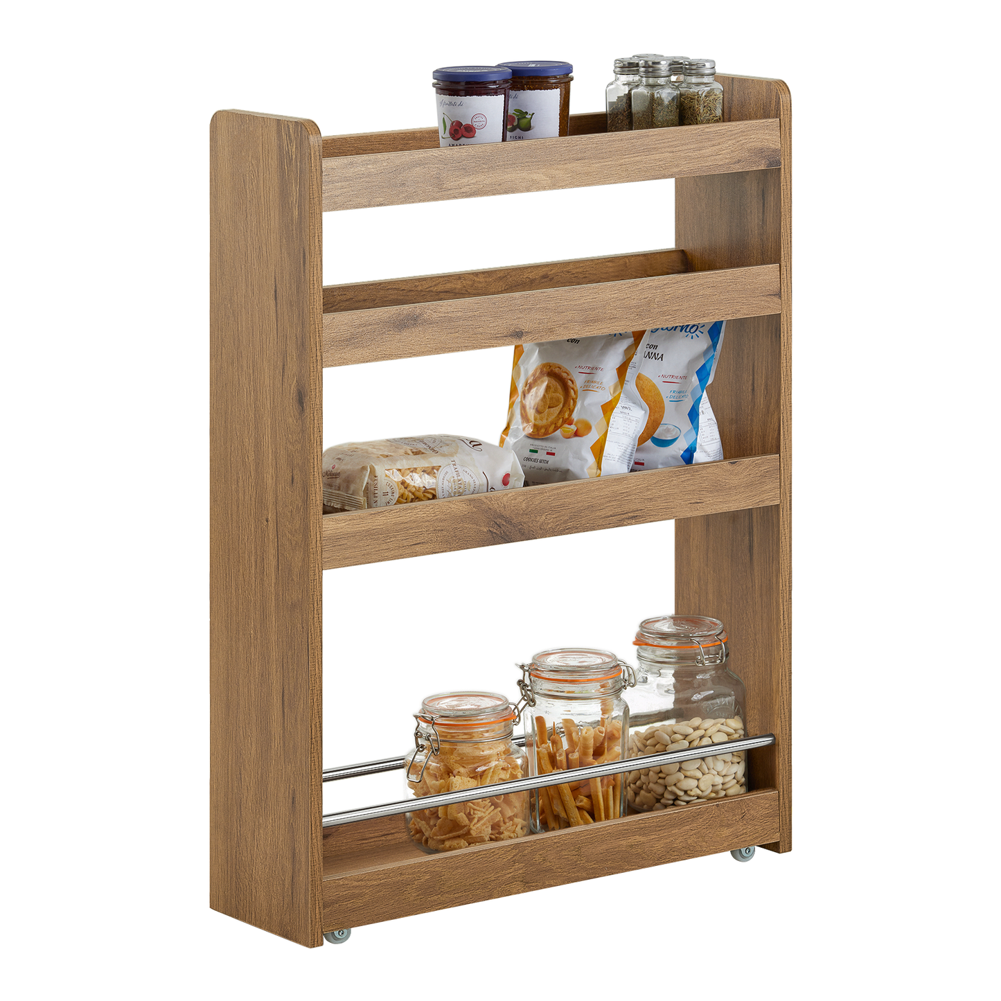 SoBuy NSR01-PF Mobile Shelving Unit, Slimline Shelving, Rolling Storage Shelf