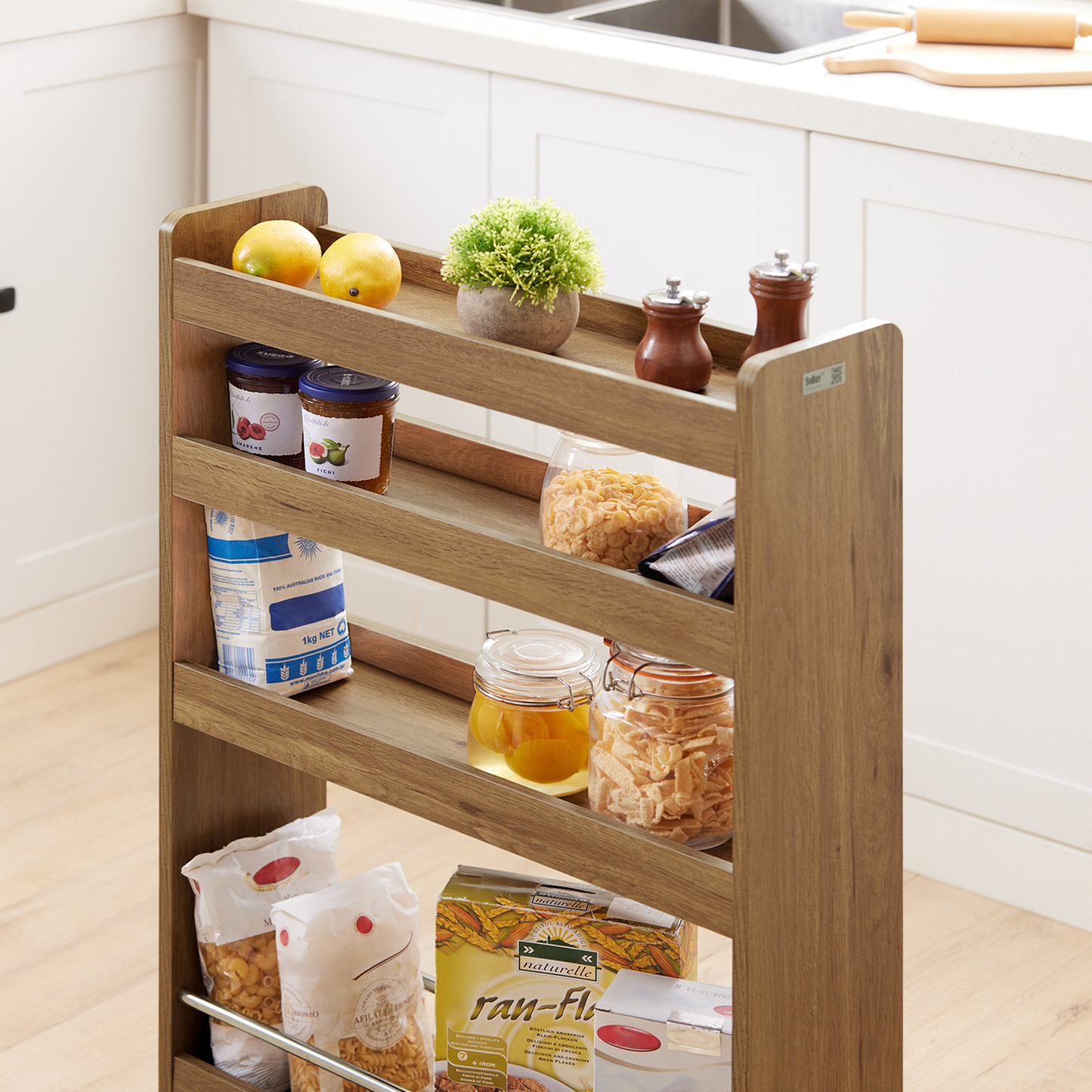 SoBuy NSR01-PF Mobile Shelving Unit, Slimline Shelving, Rolling Storage Shelf